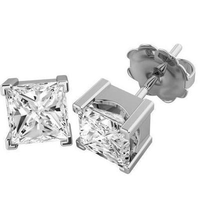 4,50 Ct. Orecchini A Lobo Con Genuino Diamanti Taglio Principessa In Oro Bianco 14K