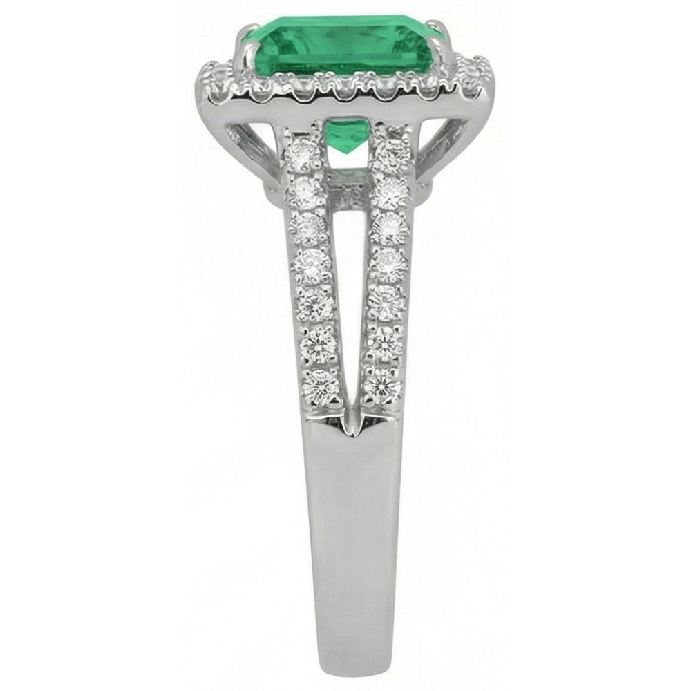4,75 Ct. Princess Cut verde smeraldo diamante anello WG 14K gioielli