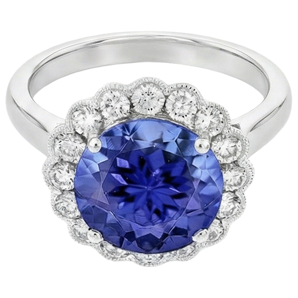 vero round tanzanite 5.00carati fede eternity angolo laterale