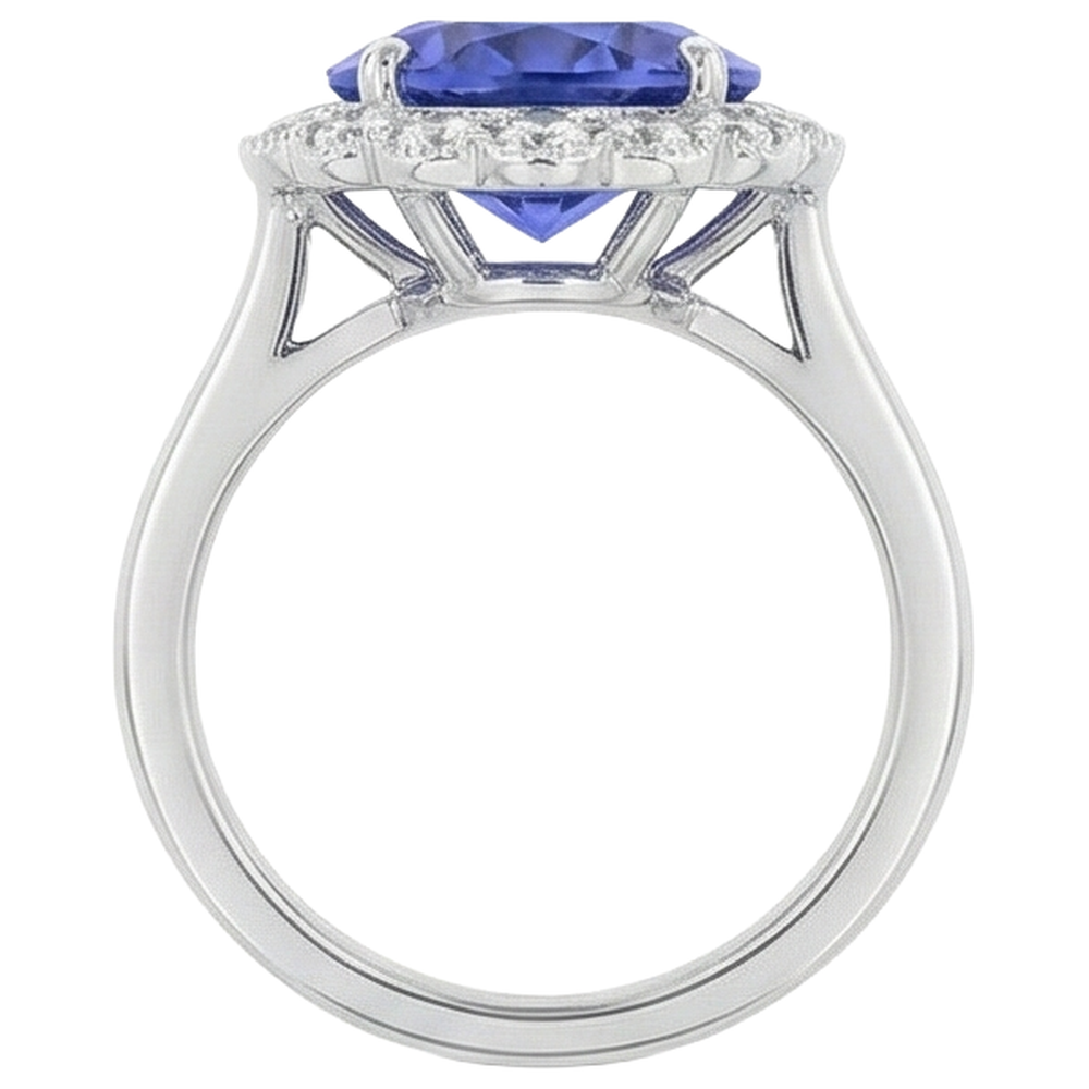 vero round tanzanite 5.00carati fede eternity vista di profilo
