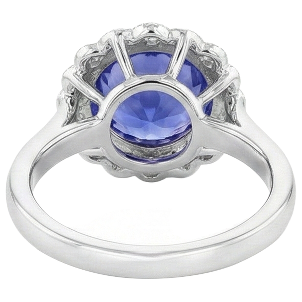 vero round tanzanite 5.00carati fede eternity su bianco