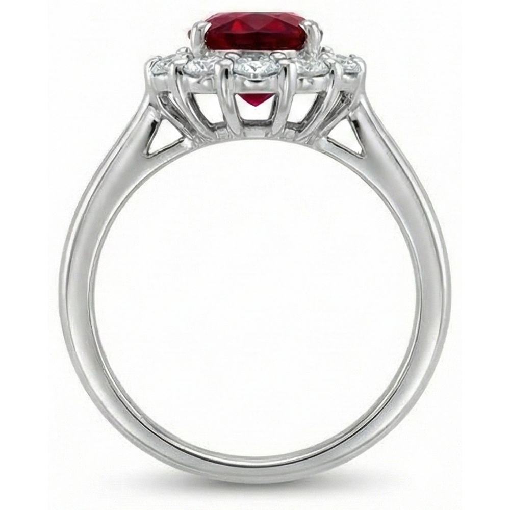 5.25 carati rubino con anello nuziale diamante oro bianco 14K