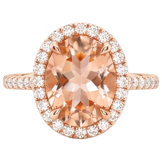 5.95 Carati Morganite E Diamanti Fede Nuziale Oro Rosa 14K