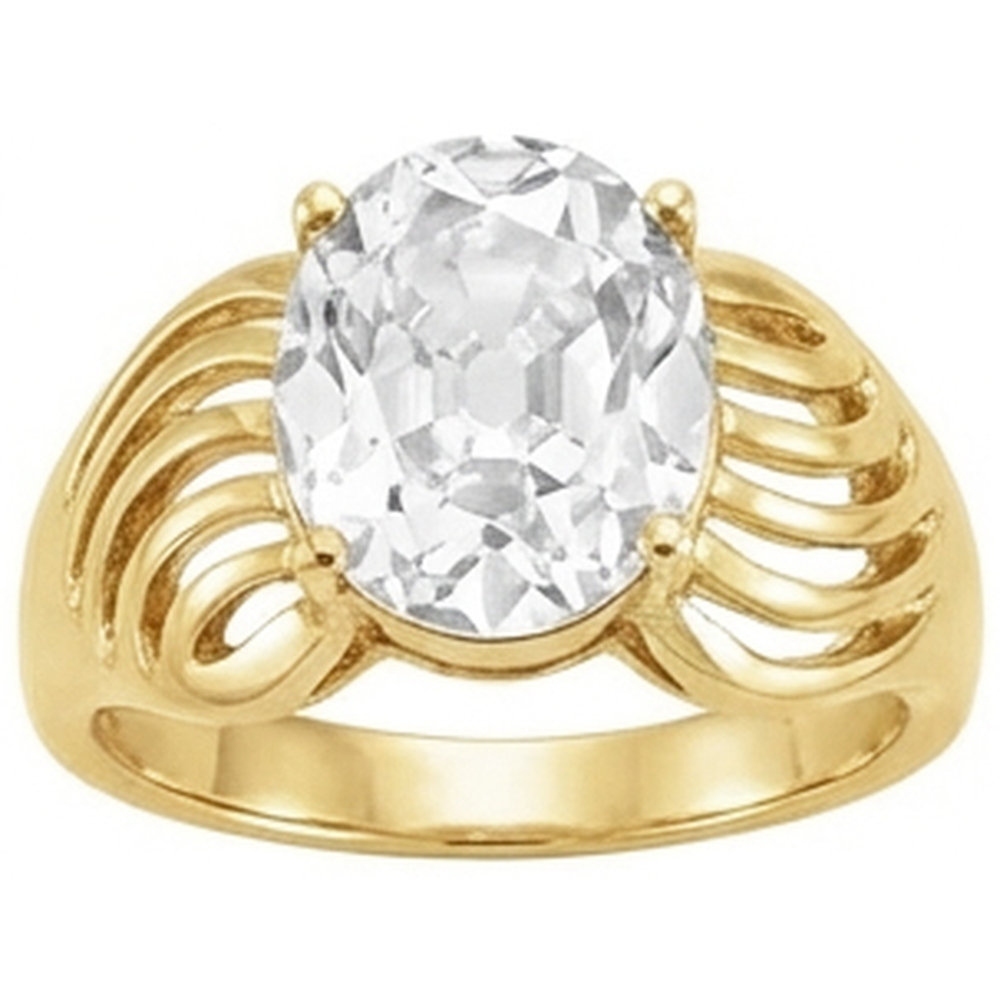 Brillante Taglio Old Mine Anello Solitario in Oro Giallo 14K – vista frontale