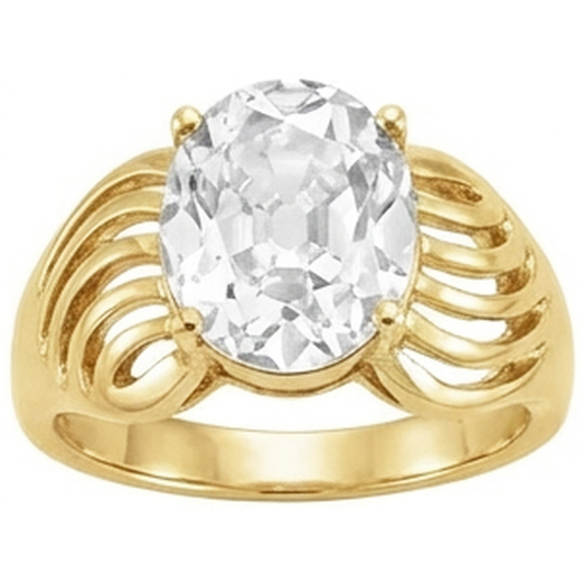 Brillante Taglio Old Mine Anello Solitario in Oro Giallo 14K – vista frontale