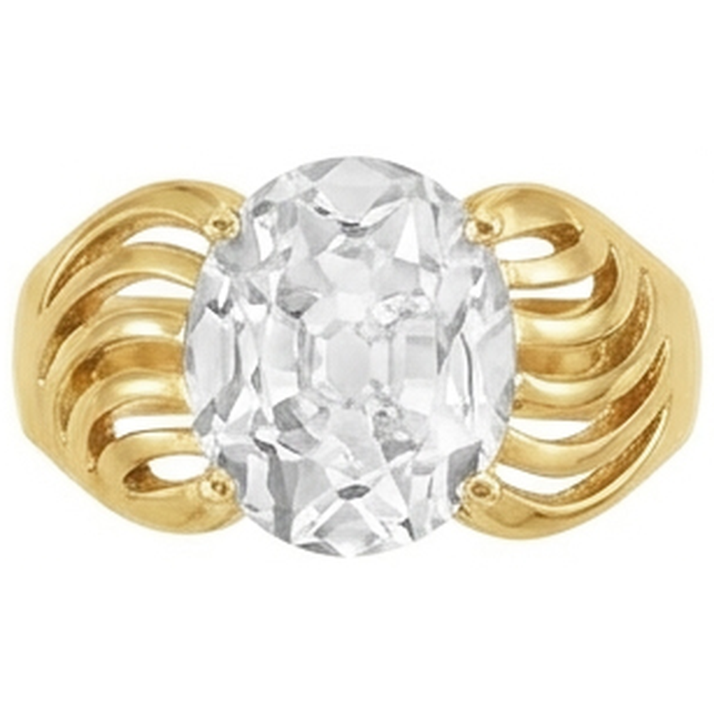Brillante Taglio Old Mine Anello Solitario in Oro Giallo 14K – vista angolare