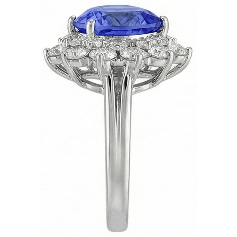 5 carati Halo Pear Tanzanite e anello di fidanzamento con diamante