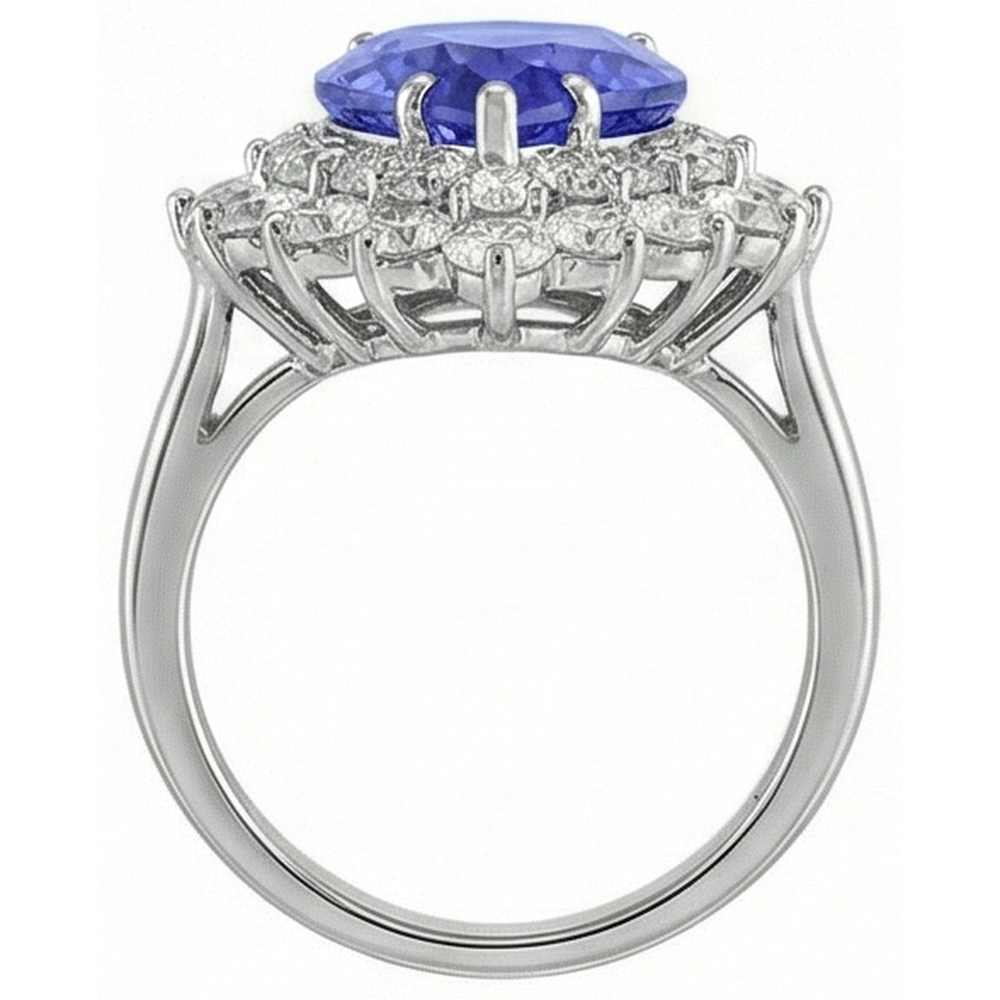 5 carati Halo Pear Tanzanite e anello di fidanzamento con diamante