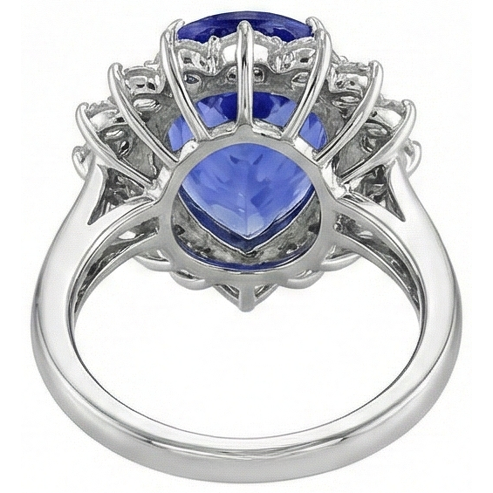 5 carati Halo Pear Tanzanite e anello di fidanzamento con diamante