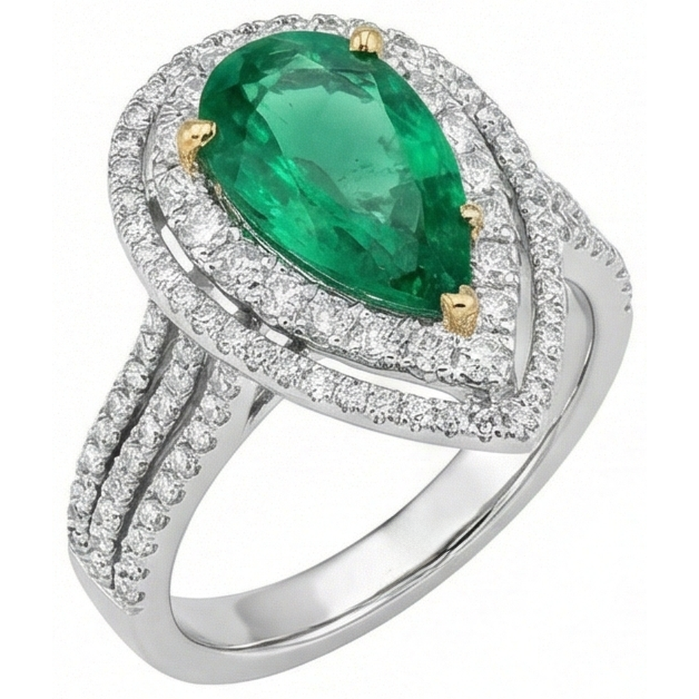 vero pear diamante 5carati anello dettaglio ravvicinato