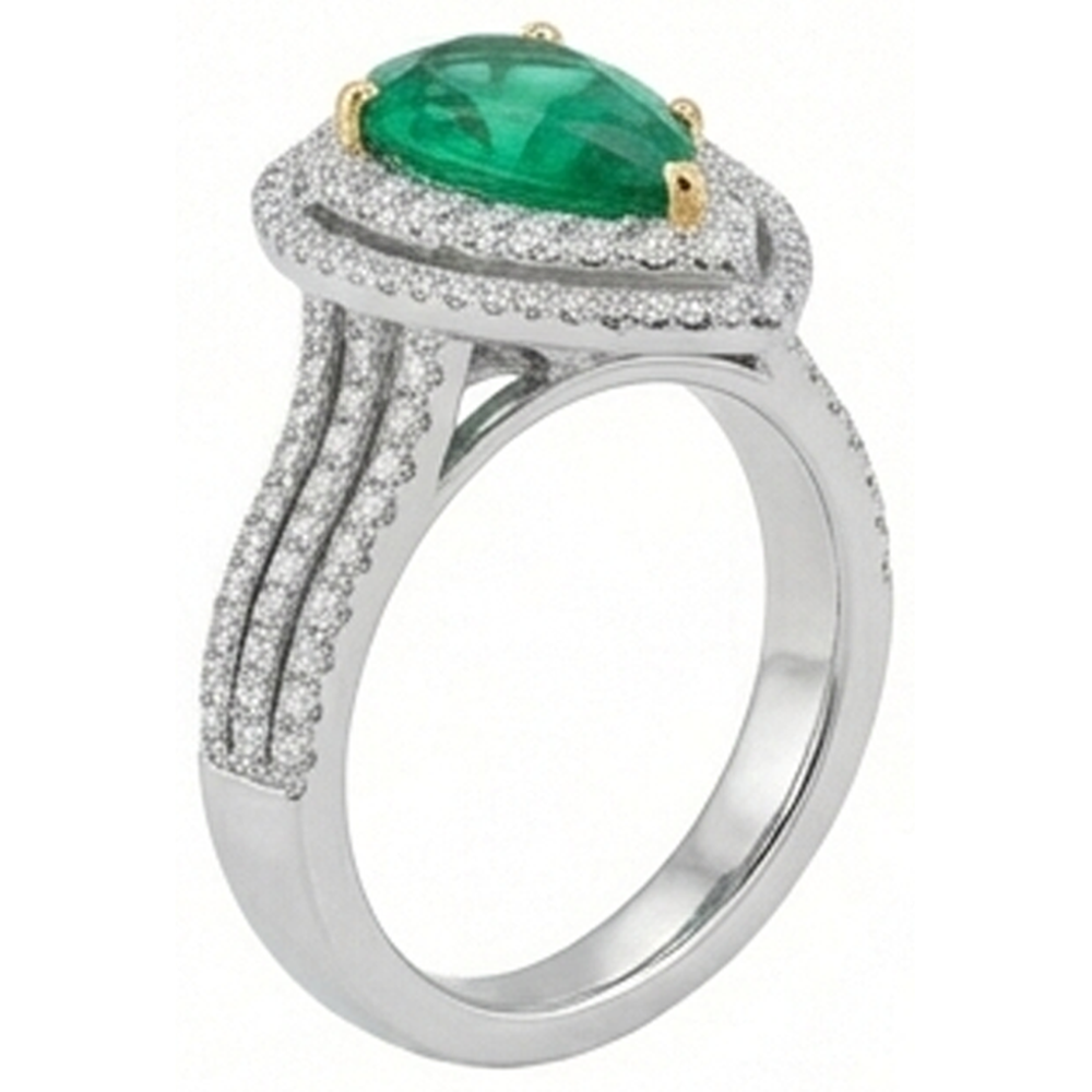 vero pear diamante 5carati anello vista di profilo