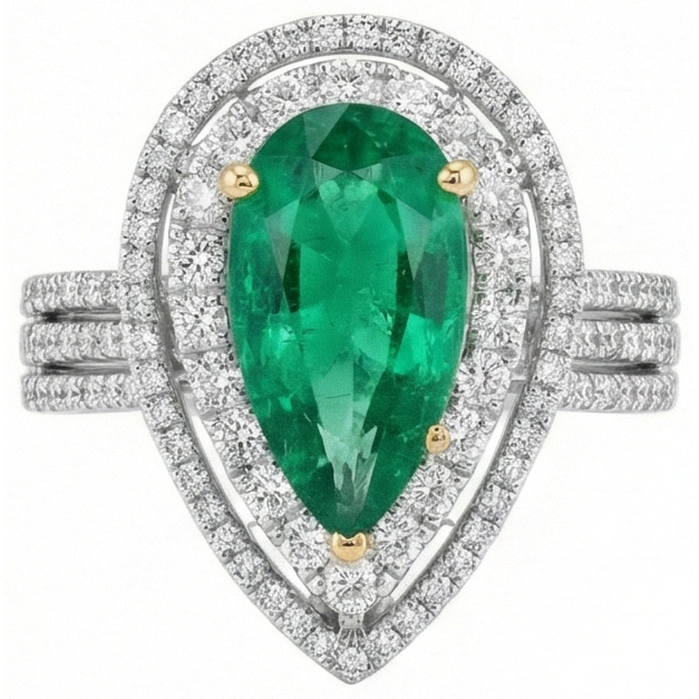 vero pear diamante 5carati anello angolo laterale