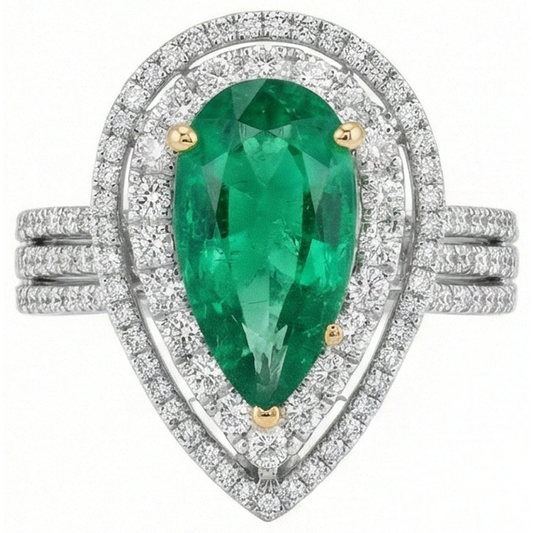 vero pear diamante 5carati anello angolo laterale