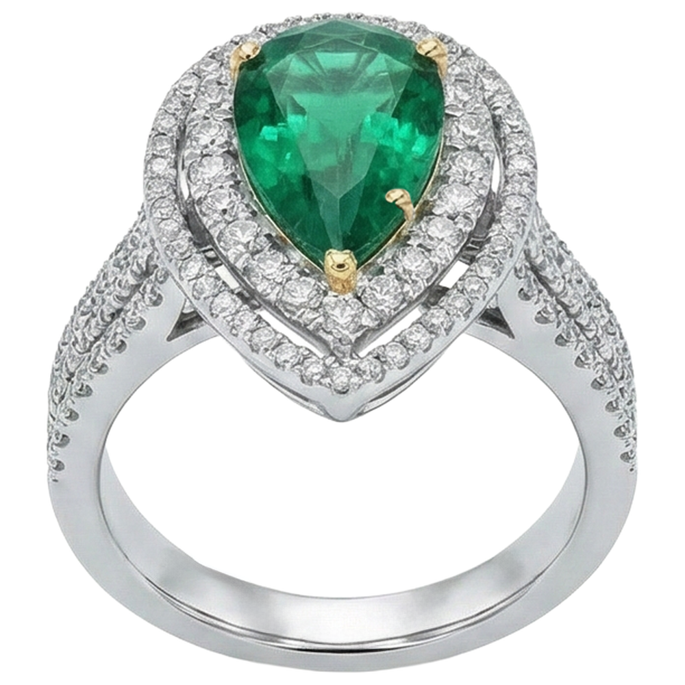 vero pear diamante 5carati anello vista dall'alto