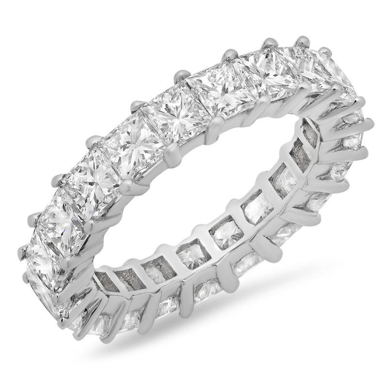 5.25 Carati Principessa Naturale Diamante Eternity Fascia Oro Bianco 18K