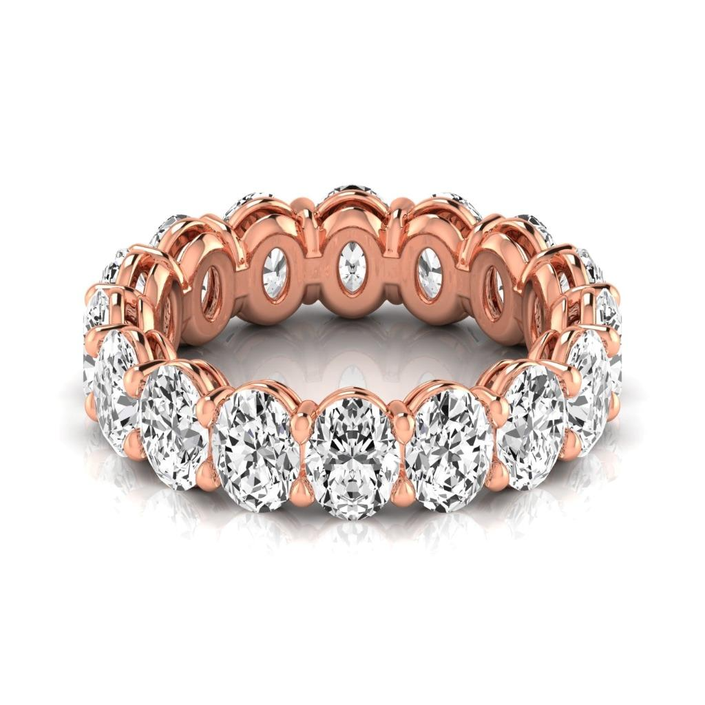 Taglio Ovale Diamante anello in Oro 14 Carati Rosa – vista frontale