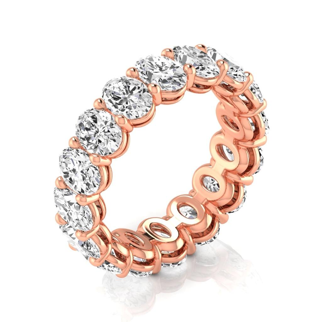 Taglio Ovale Diamante anello in Oro 14 Carati Rosa – vista laterale