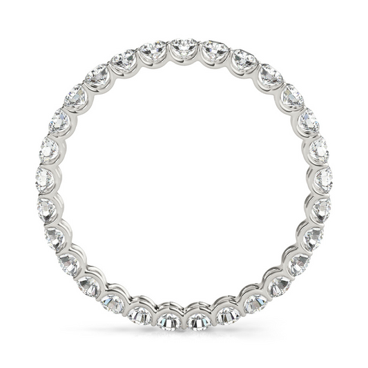 Diamante Taglio Rotondo Eternity Band in Oro Bianco 14K – vista frontale