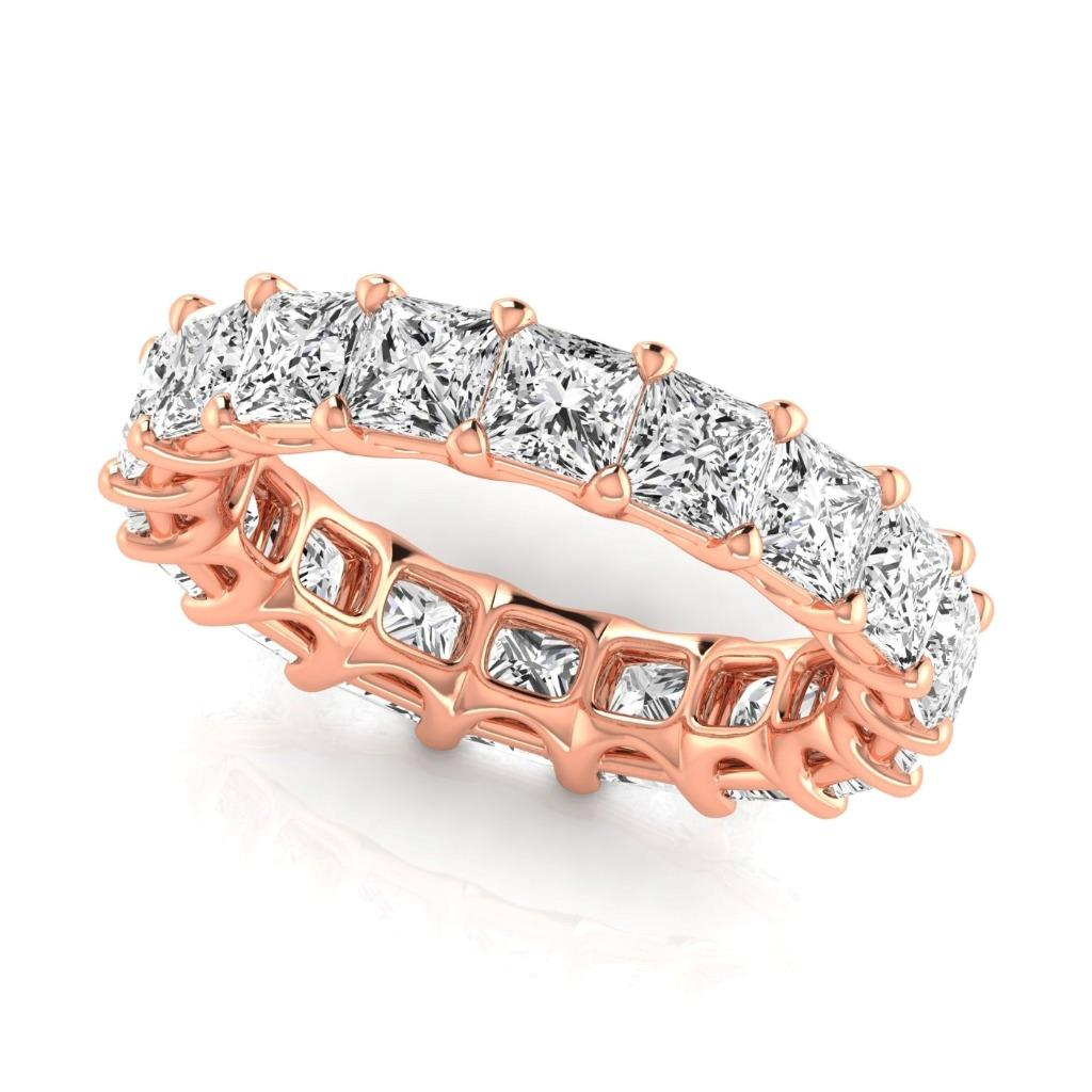 Diamante Princess Eternity Band in Oro 14 Carati Rosa – vista laterale