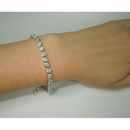 5 Carati Con Castone E Genuino Diamanti Bracciale Tennis In Oro Bianco