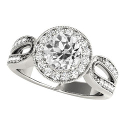 5 Carati Halo Il Giro Vecchio Taglio Naturale Diamante Wedding Ring Gambo Diviso