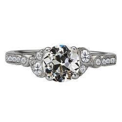 Anniversary Ring Oro Bianco 14K – Brillante Cuscino Antico 2