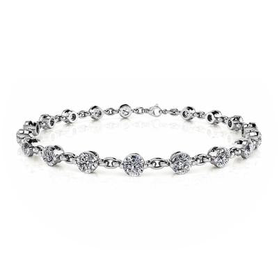 5 Ct. Bracciale Tennis Con Genuino Diamanti Scintillanti Rotondi Oro Bianco 14K