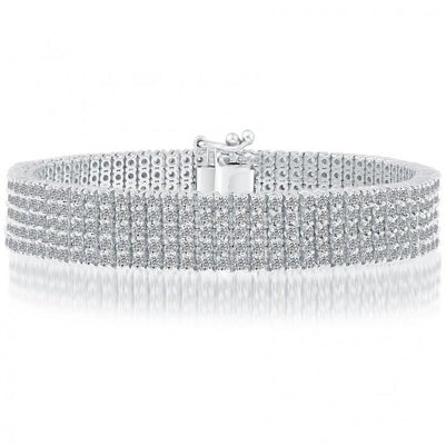 5 Fila Bracciale Tennis Di Naturale Diamanti