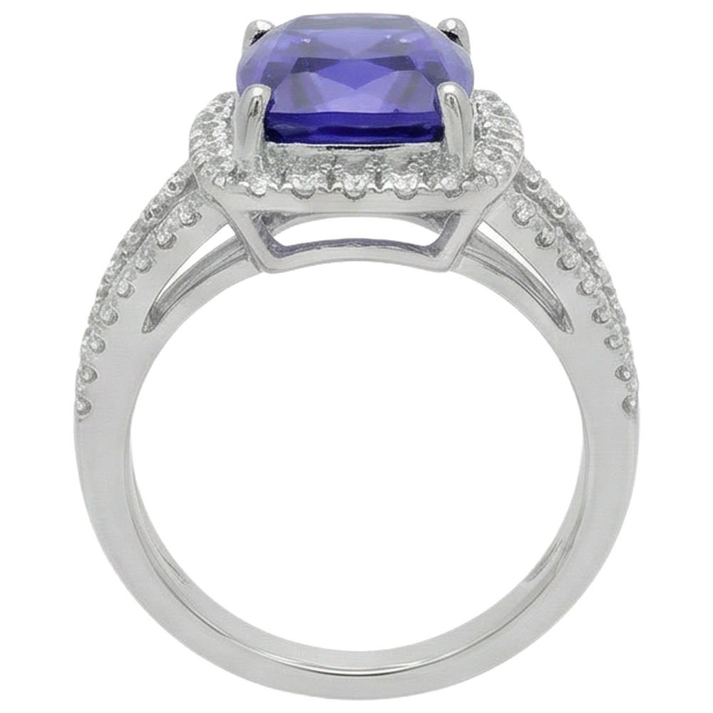 6.55 carati Fancy Ring Cushion AAA Tanzanite e gioielli con diamanti