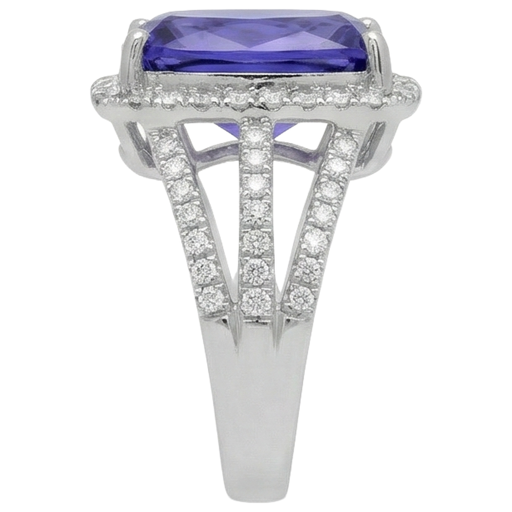 6.55 carati Fancy Ring Cushion AAA Tanzanite e gioielli con diamanti