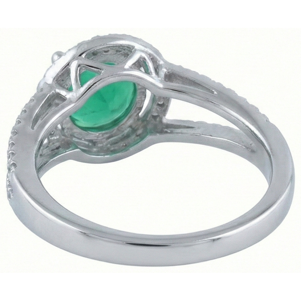 6 carati di forma rotonda verde smeraldo con anello di diamanti in oro