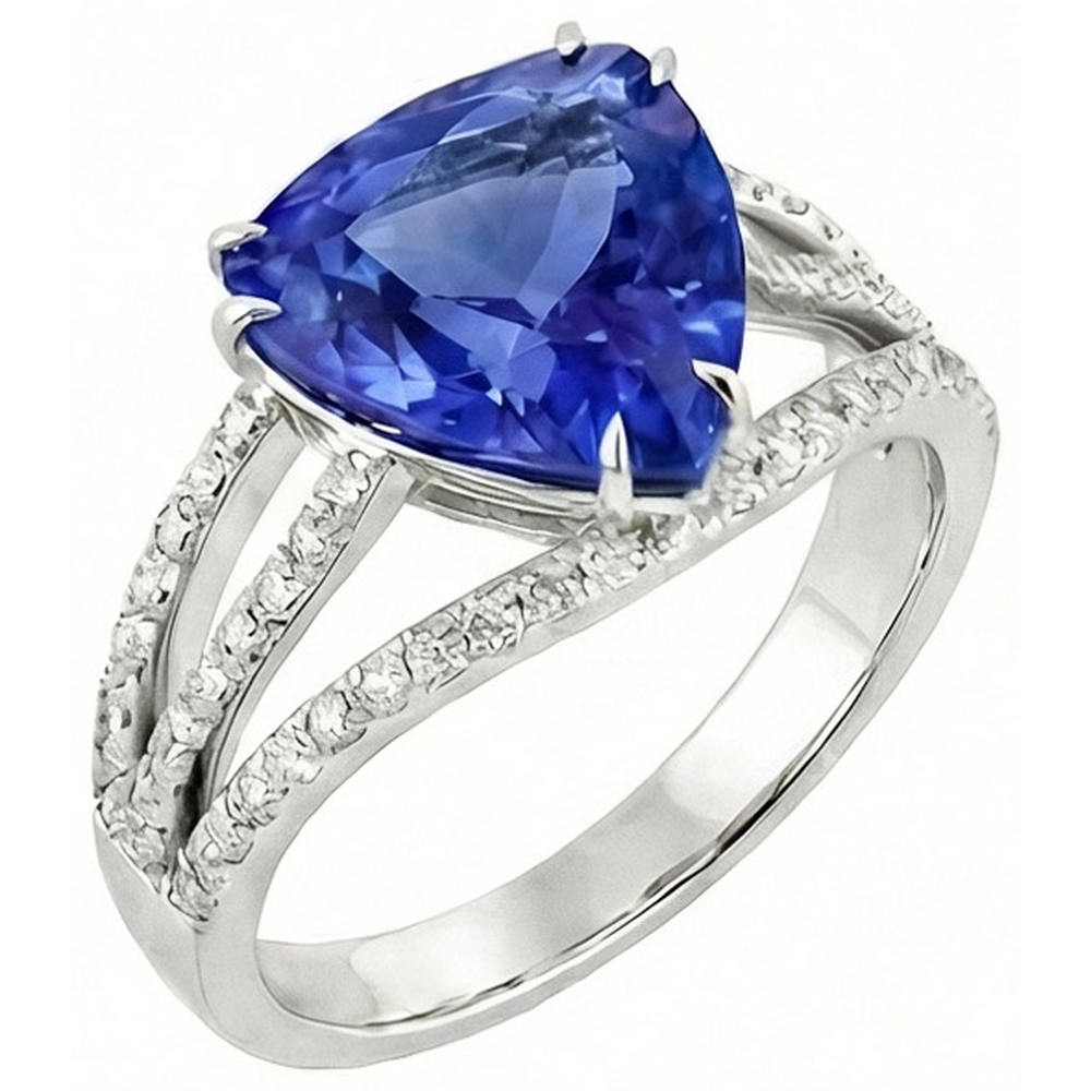 6 carati trilioni di gioielli con anello in zaffiro dello Sri Lanka e diamanti