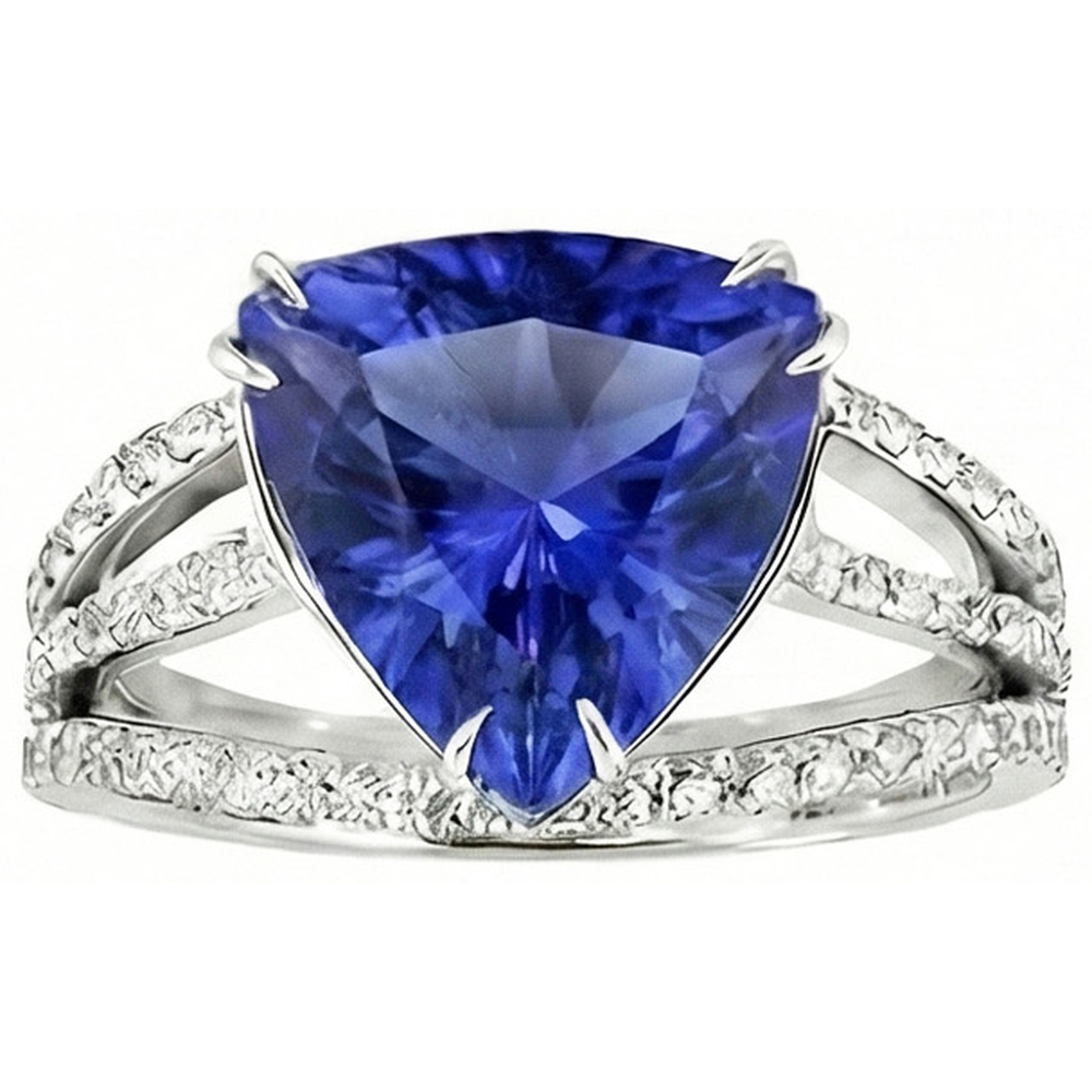 6 carati trilioni di gioielli con anello in zaffiro dello Sri Lanka e diamanti