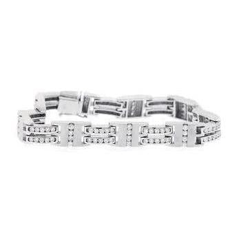 6.50 Carati 14K Oro Bianco Bracciale Da Uomo Con Naturale Diamanti. Gioielleria Raffinata