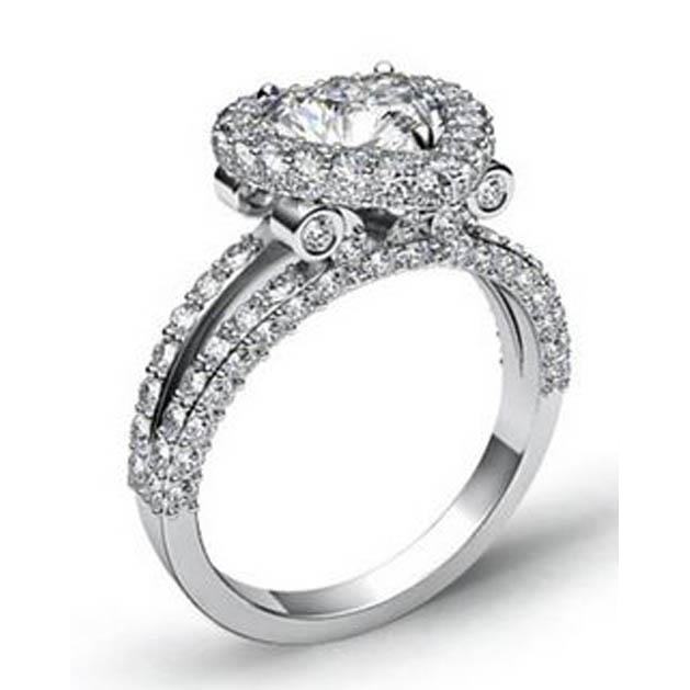 6.50 Carati Splendido Anello Di Vero Diamanti Taglio Cuore Halo Oro 14K