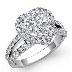 6.50 Carati Splendido Anello Di Vero Diamanti Taglio Cuore Halo Oro 14K