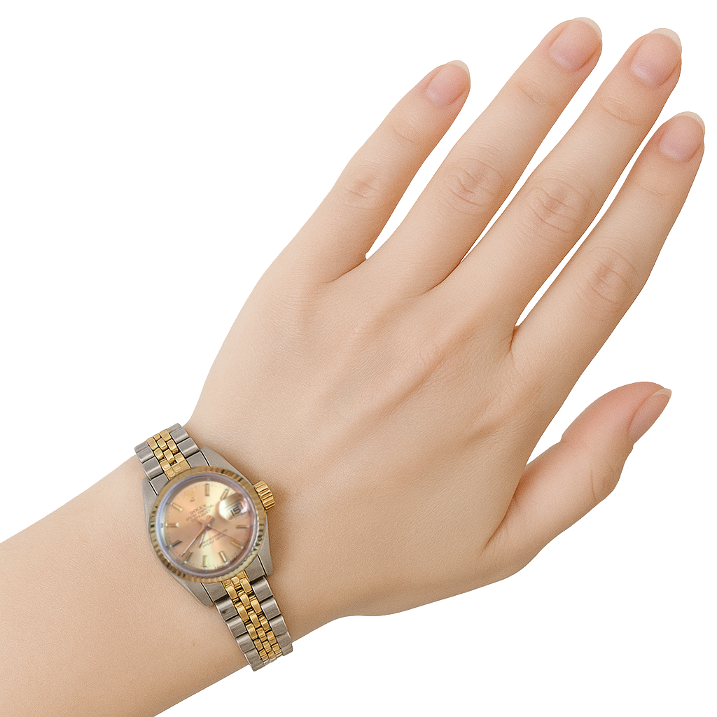 Orologio da donna Rolex Datejust con quadrante liscio e lunetta bicolore