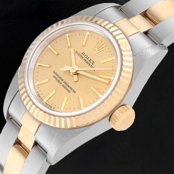 67193 Orologio da donna Rolex ostrica perpetua con quadrante champagne