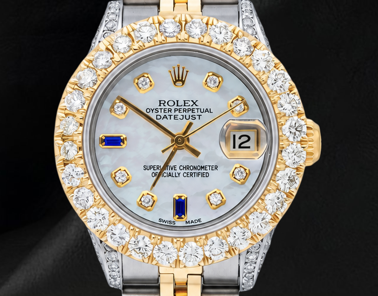 69173 Rolex Datejust 26 mm Orologio Bicolore con Quadrante con Diamanti e Zaffiri Blu