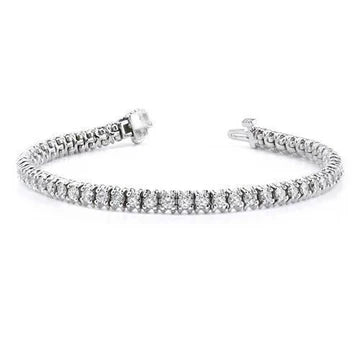 6 Carati Taglio rotondo Vero Diamanti Bracciale Tennis Oro Bianco 14K Prong Set