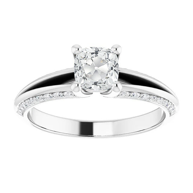 Diamante Fine Anello Solitario con Accenti 3 carati Oro Bianco 14K – vista principale