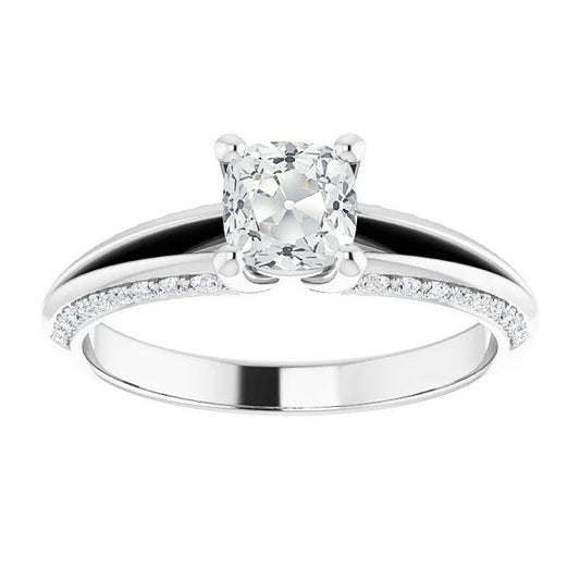 Diamante Fine Anello Solitario con Accenti 3 carati Oro Bianco 14K – vista principale