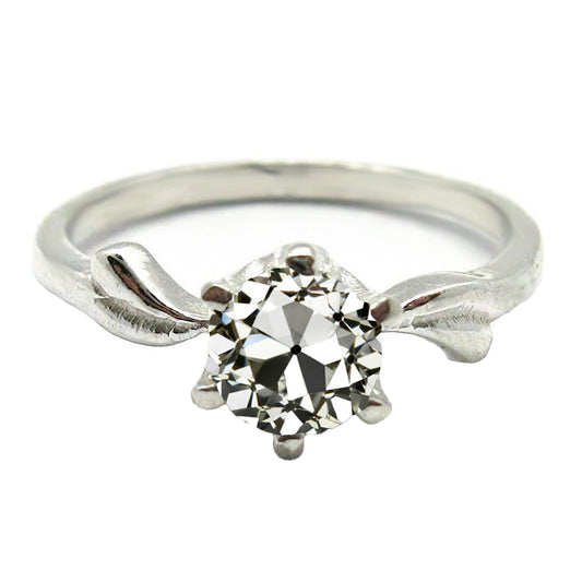 Cuscino Antico Diamante Fine anello in Oro 14 Carati Bianco – vista principale