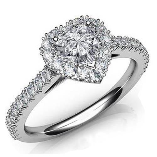 6.25 Carati Taglio Cuore Con Accento Genuino Diamante Anello Halo Gioielli Scintillanti
