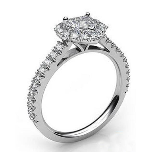 6.25 Carati Taglio Cuore Con Accento Genuino Diamante Anello Halo Gioielli Scintillanti