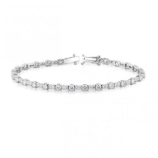 Diamante Fine Taglio Rotondo Bracciale Tennis in Oro Bianco 14K – vista principale