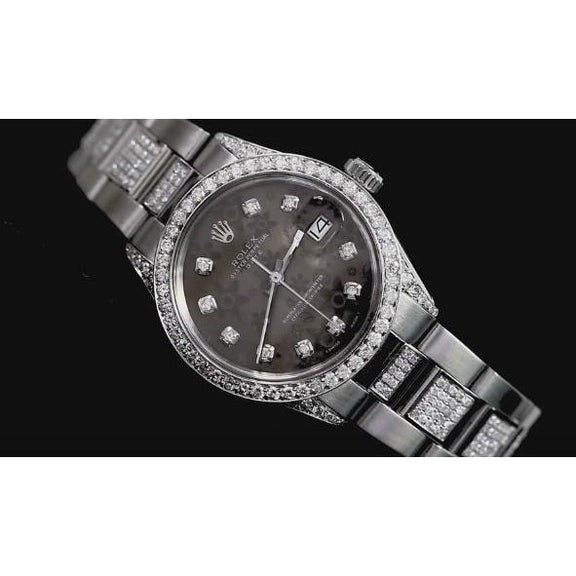 6 Ct. Orologio Rolex con quadrante personalizzato con lunetta in diamanti