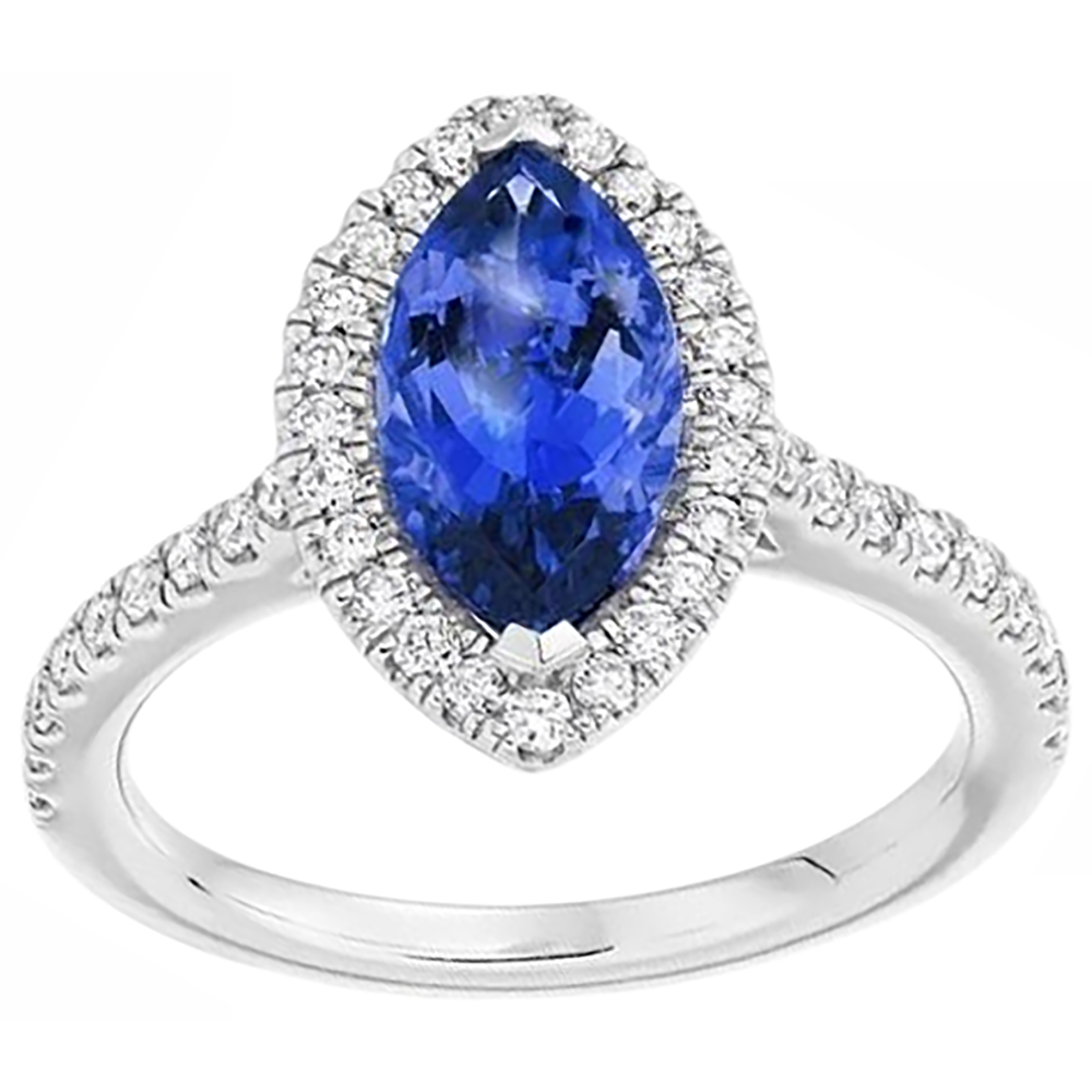 vero marquise tanzanite 7.25carati anello angolo laterale