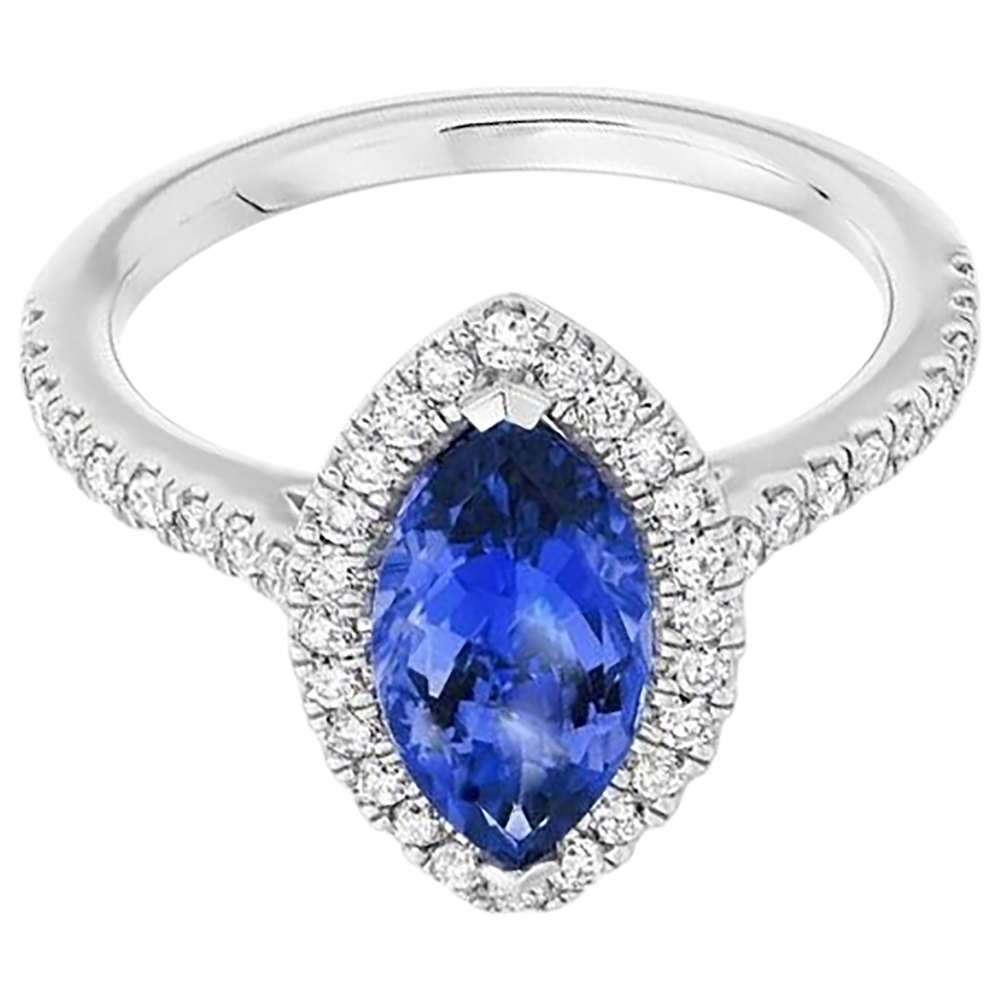 vero marquise tanzanite 7.25carati anello vista dall'alto