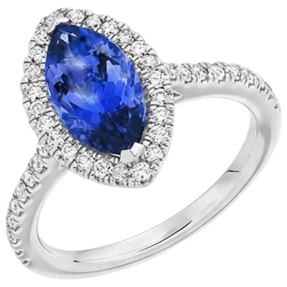 vero marquise tanzanite 7.25carati anello vista di profilo